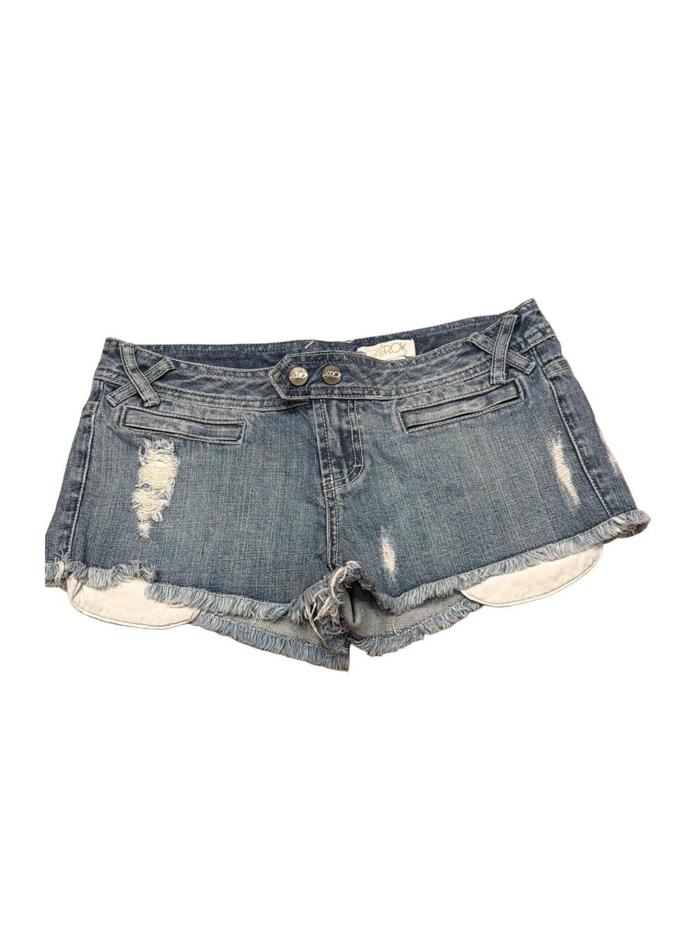 Y2K LaRok Paris Hilton Jean micro mini shorts 6 low rise designer festival